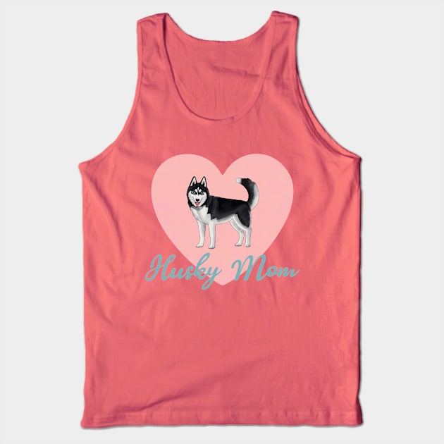 Husky Mom Big Coral Heart Tank Top by okpinsArtDesign